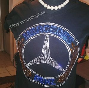 Mercedes Benz Rhinestone T--shirt